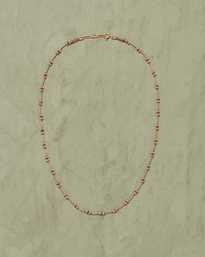 Long Lotus ruby necklace
